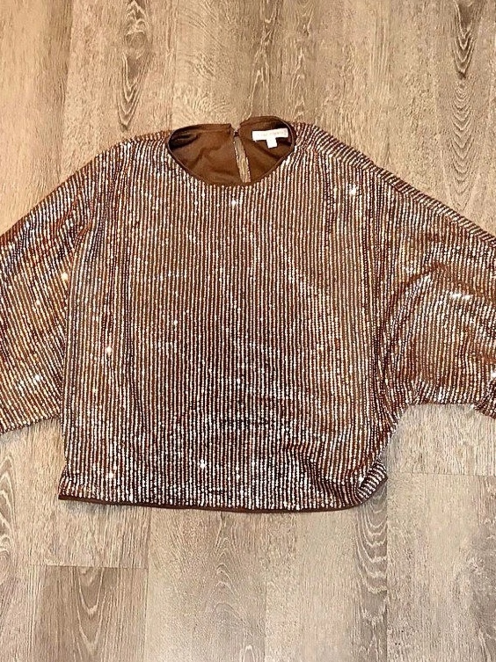 Flying Tomato Sequin Cropped Top in Brown Small Like New